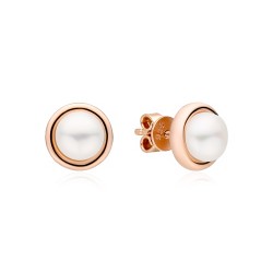 Cercei argint placati cu aur roz cu perle naturale albe DiAmanti SK22525GE_W-G (Argint 925‰ 2,3 g.)